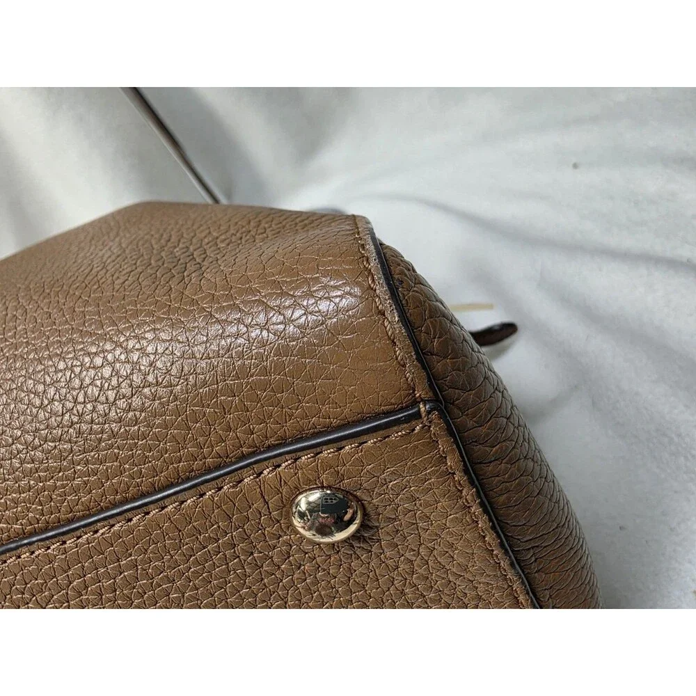 Michael Kors Cow Leather Medium Satchel Caramel/Tan Purse Hand Bag Crossbody